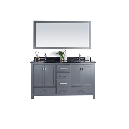 LAVIVA Wilson 60, Grey Cabinet & Black Wood Countertop 313ANG-60G-BW